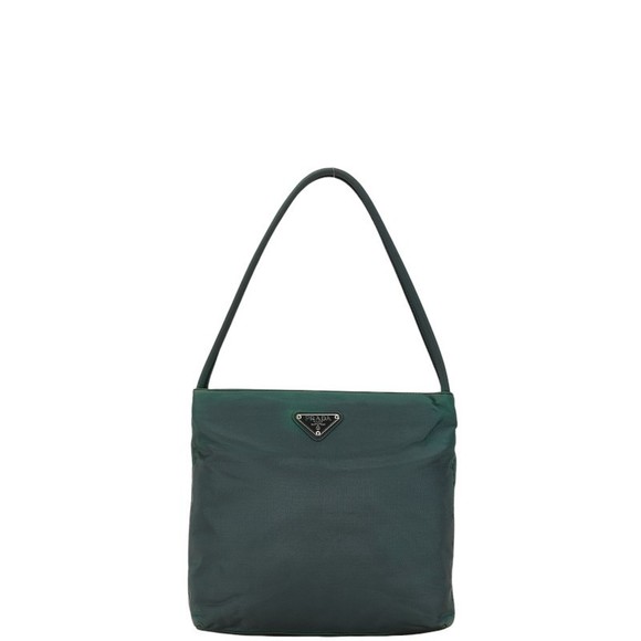 Prada bag nylon logo green triangle Handbag tote plate - Picture 1 of 8